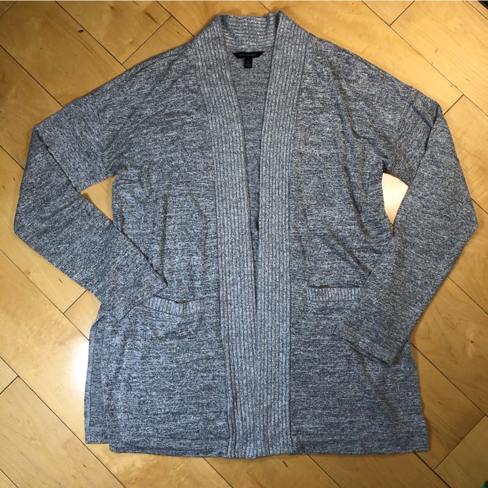 Banana Republic heathers gray silver Sz Med open front duster + pocket cardigan